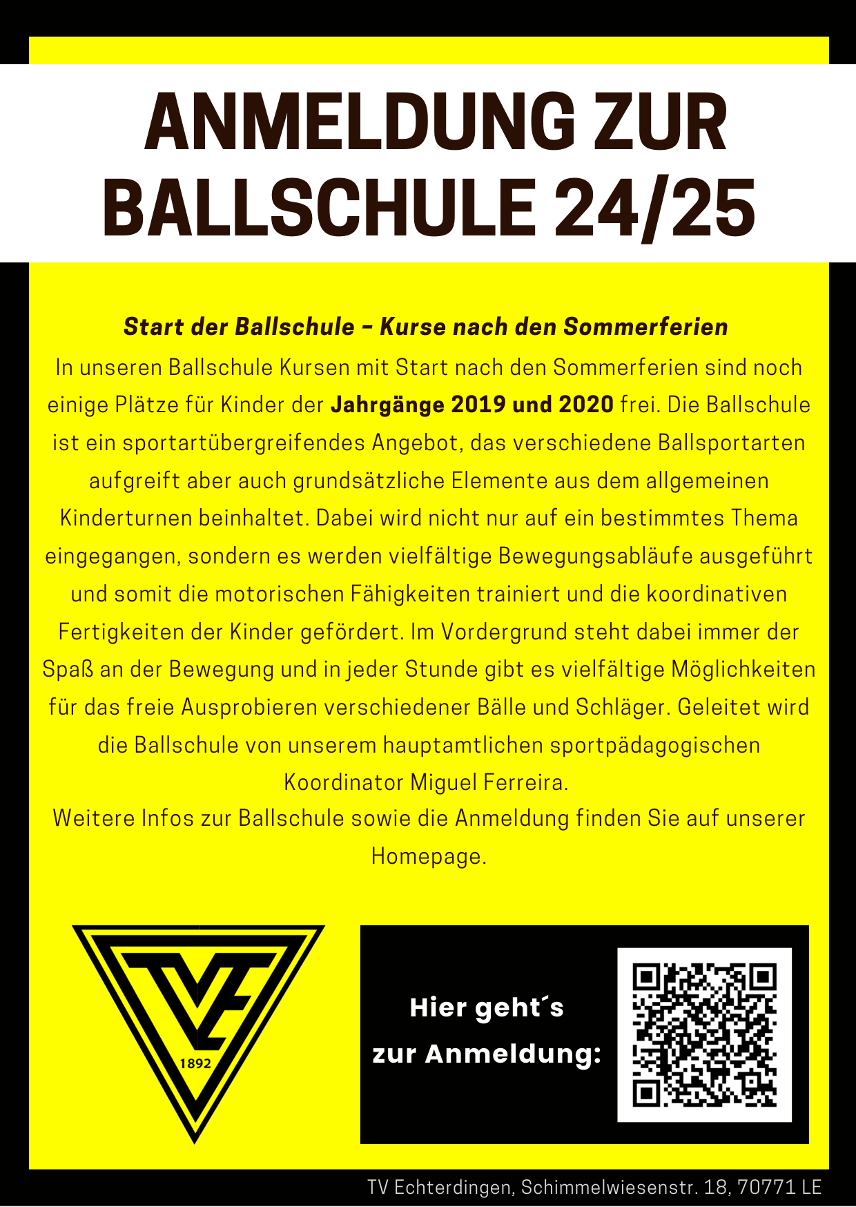 Anmeldung Ballschule 24 25