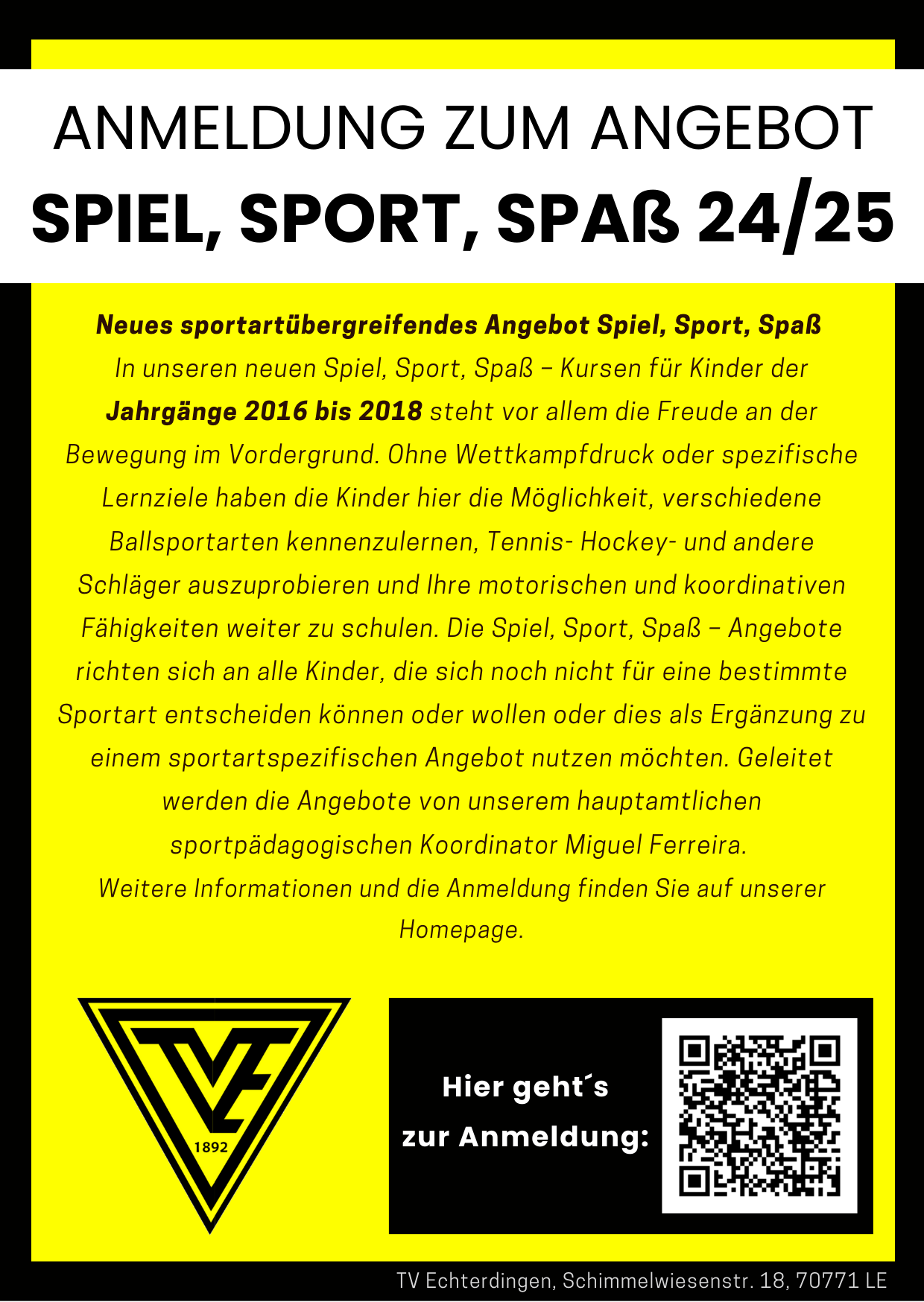 Anmeldung Spiel Sport Spaß 24 25